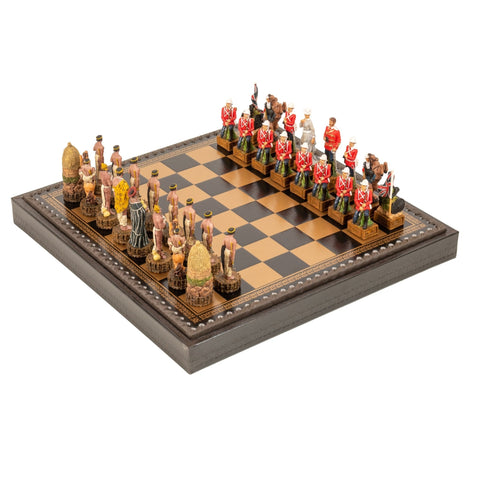 Italfama British vs Zulu 3-in-1 Chess Set Leather Board with Storage