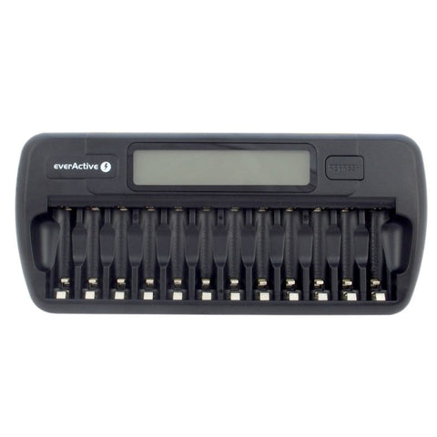 EverActive NC-1200 Smart AA AAA Battery Charger 12-Slot LCD + Car Adapter