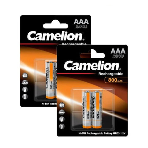 4x Camelion AAA 800mAh Ni-MH Rechargeable Batteries 1.2V HR03 Orange