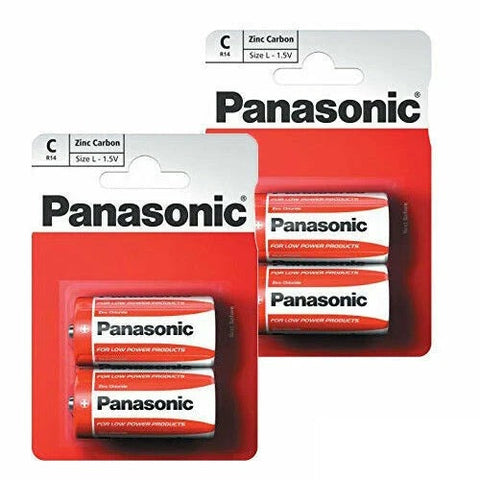 4x Panasonic C LR14 1.5V Zinc Carbon Baby Batteries MN1400 R14 AM2