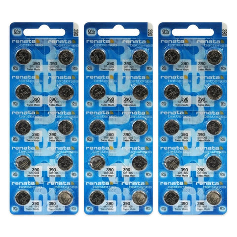 30x Renata 390 SR1130SW silver oxide batteries - 3 blister strips of 10