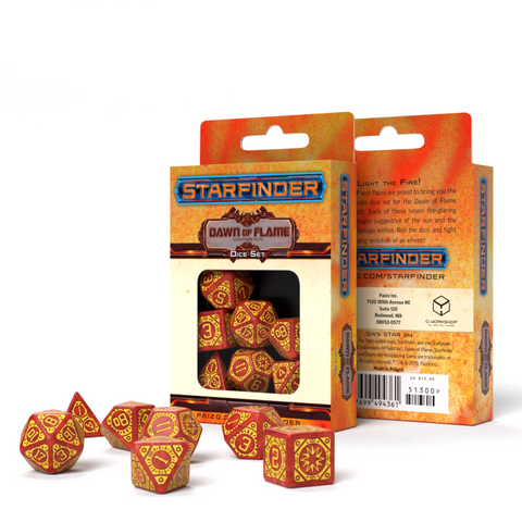 Starfinder Dawn of Flame Brown RPG Dice Set Q-Workshop Paizo 7pc