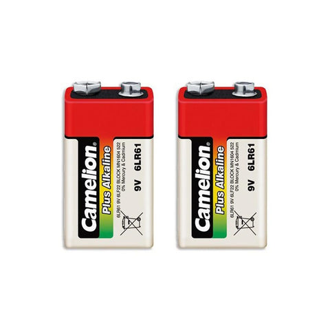 2x Camelion 9V Alkaline Plus Battery Long Life 700mAh 6F22 6LR61