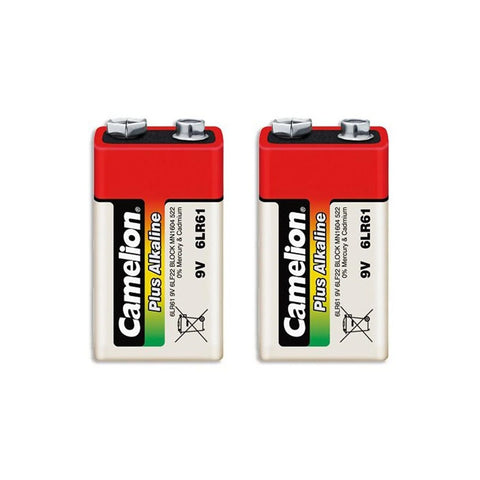 2x Camelion 9V Alkaline Plus Battery Long Life 700mAh 6F22 6LR61