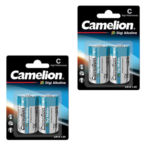 4x Camelion C Digi Alkaline Batteries 1.5V LR14 AM2 MN1400 E93
