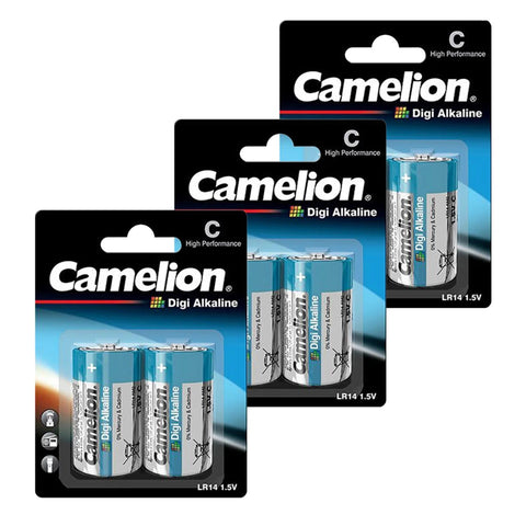 6x Camelion C Digi Alkaline Batteries 1.5V LR14 MN1400 High Power