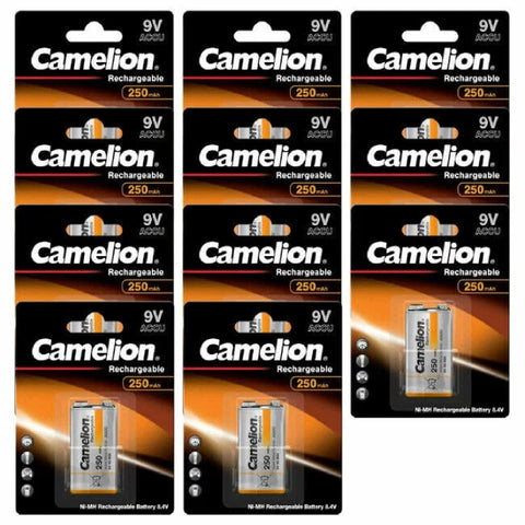 11x Camelion 9V 250mAh Ni-MH Rechargeable Batteries HR22 for Devices