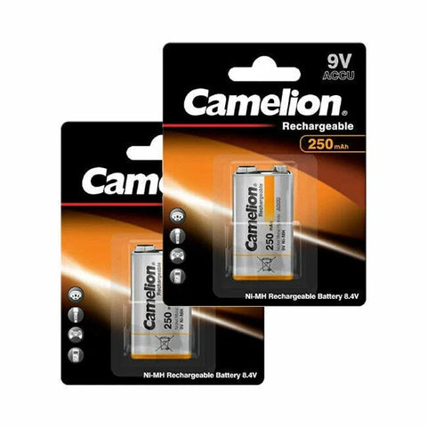 2x Camelion 9V 250mAh Rechargeable Ni-MH Batteries HR22 Orange