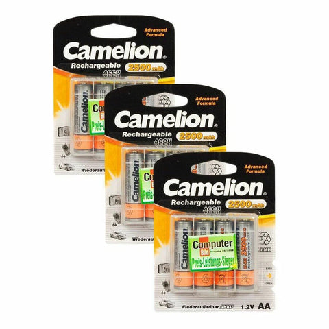12x Camelion AA Ni-MH 2500mAh Rechargeable Batteries with Storage Box