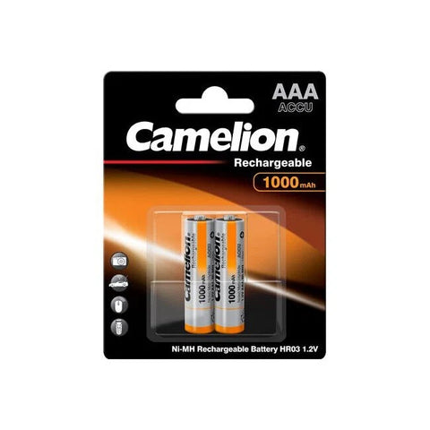 2x Camelion AAA 1000mAh Ni-MH Rechargeable Batteries 1.2V HR03 Micro