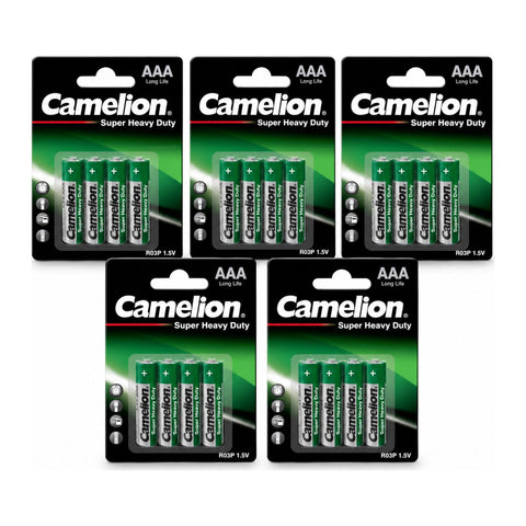 20x Camelion Super Heavy Duty AAA R03P batteries - 5 blister packs of 4