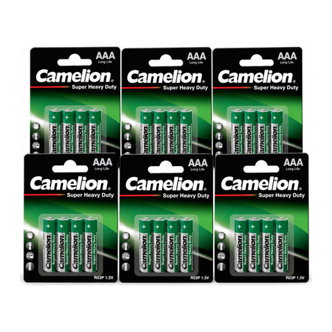 24x Camelion Super Heavy Duty AAA R03P batteries - 6 blister packs of 4