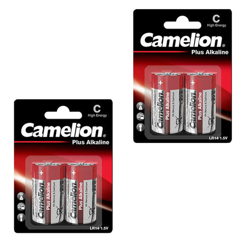 4x Camelion C Plus Alkaline Batteries 1.5V LR14 MN1400 AM2 E93