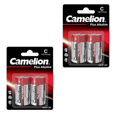 4x Camelion C Plus Alkaline Batteries 1.5V LR14 MN1400 AM2 E93