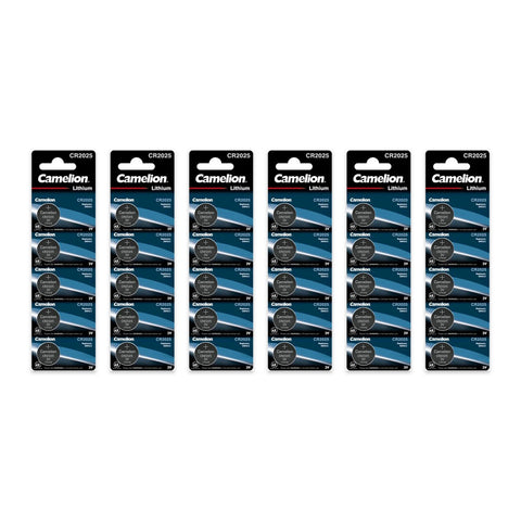 30x Camelion CR2025 3V lithium coin cell batteries, 6 strips of 5