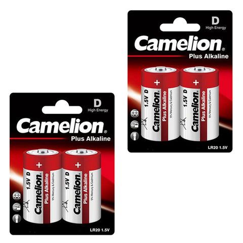 4x Camelion D Plus D Alkaline Batteries 1.5V LR20 MN1300 AM1 E95