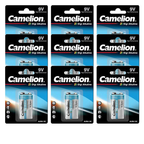 9x Camelion 9V Digi Alkaline Batteries 6LR61 MN1604 522 Long Lasting