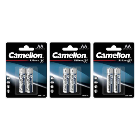 6x Camelion AA Lithium FR6 1.5V Batteries