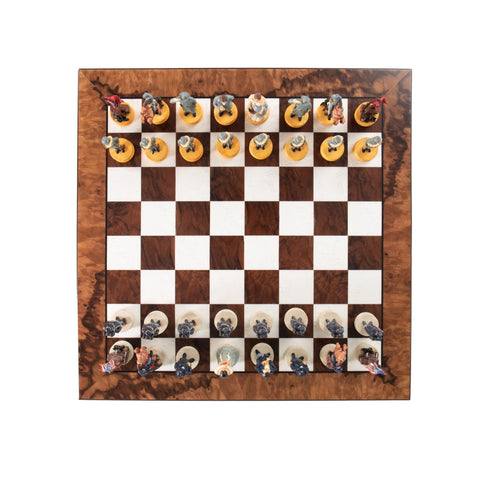 Italfama Civil War Hand-Painted Chess Set, Wooden Board & Box, 40x40cm, 8cm King