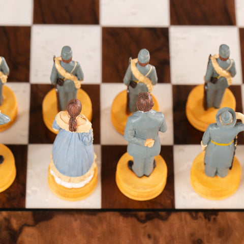 Italfama Civil War Hand-Painted Chess Set, Wooden Board & Box, 40x40cm, 8cm King