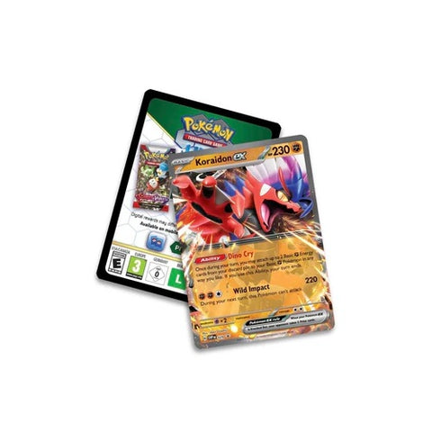 Pokemon TCG Paldea Legends Koraidon ex Tin Box – 4 Boosters English