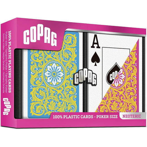 Copag Poker Playing Cards Jumbo Index PVC Double Deck Yellow Pink