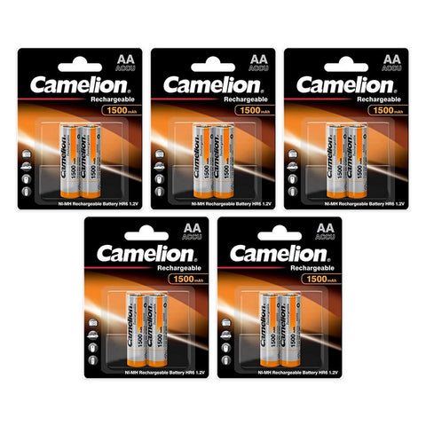 Camelion AA 1500mAh NiMH Rechargeable Batteries – 10 pcs (5 blister packs of 2)
