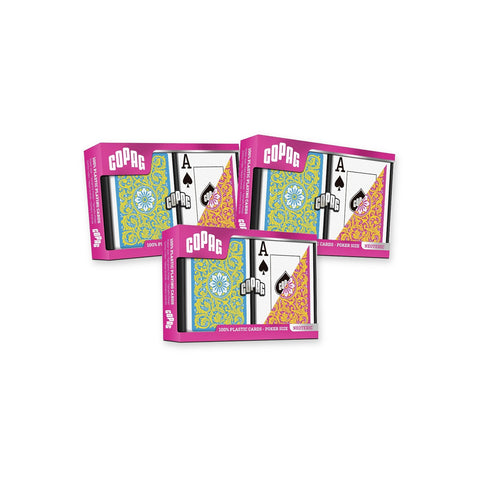 3x Copag Poker Jumbo Index double deck sets yellow pink