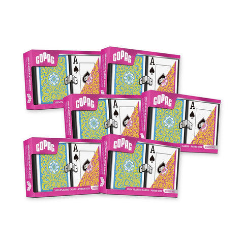 6x Copag Poker Jumbo Index double deck sets yellow pink