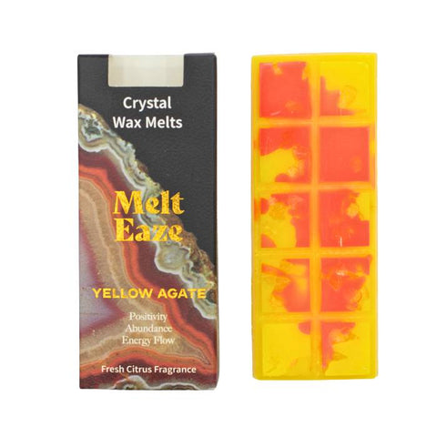 Melt Eaze Fresh Citrus Wax Melts Bar 50g with Yellow Agate Gemstone Chips AW Gifts