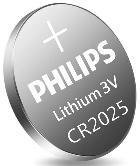 5x Philips CR2025 Lithium Coin Cell Batteries (One Pack of 5)