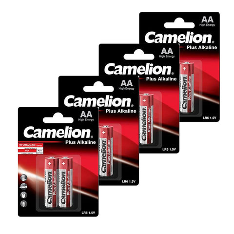 8x Camelion AA Plus Alkaline Batteries 1.5V LR06 MN1500 E91 Long Life