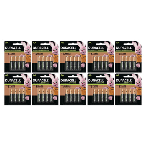 40x Duracell AA 2500mAh NiMH rechargeable batteries, 10 blister cards