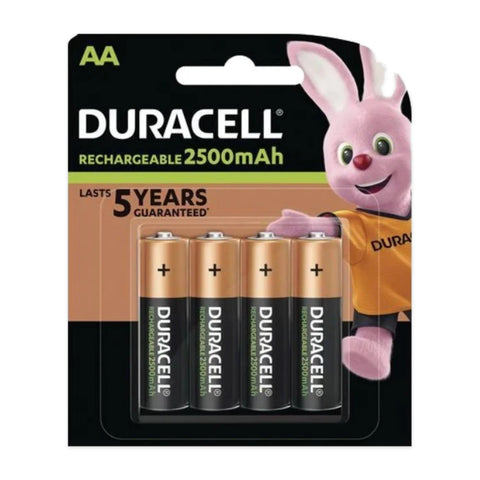 Duracell AA 2500mAh NiMH rechargeable batteries 4-pack blister card