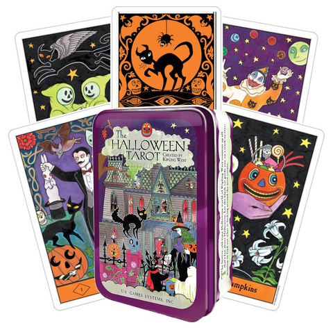 Halloween Tarot Deck in Tin by Kipling West 78 Cards US Games Systems