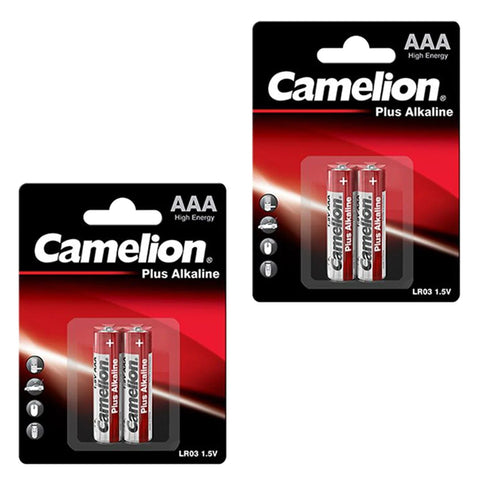4x Camelion AAA Plus Alkaline Batteries 1.5V LR03 MN2400 E92 Long Lasting
