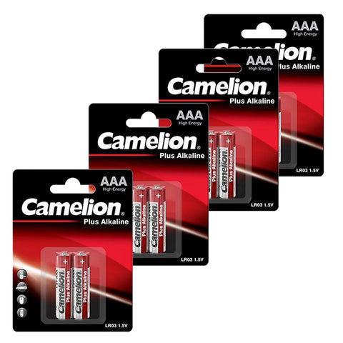 8x Camelion AAA Plus Alkaline Batteries 1.5V LR03 MN2400 E92