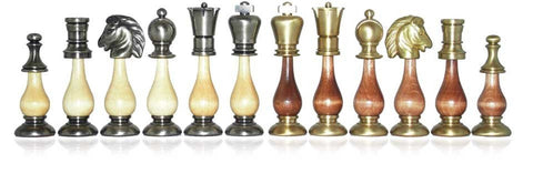 Italfama Brass Oriental Chess Set with Brown Leather Board, 10cm King
