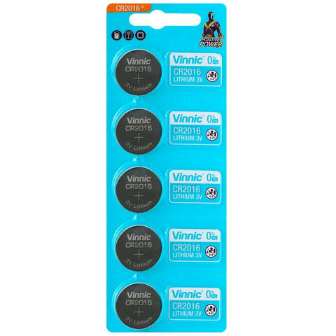 5x Vinnic CR2016 3V Lithium Coin Cell Batteries for Watches & Fobs