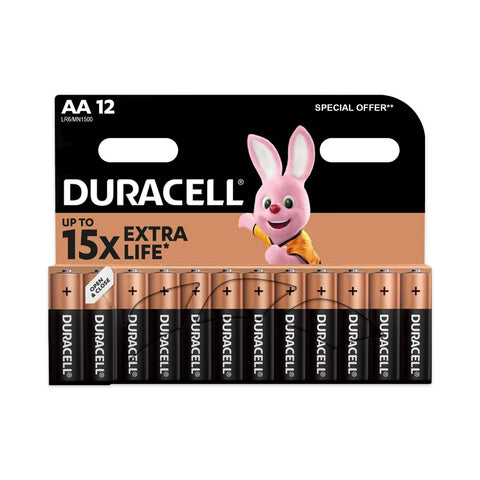 Duracell Duralock AA LR6 alkaline batteries 12-pack blister