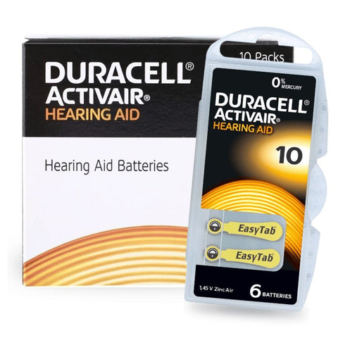 120x Duracell Activair Size 10 Hearing Aid Batteries Zinc Air 1.45V