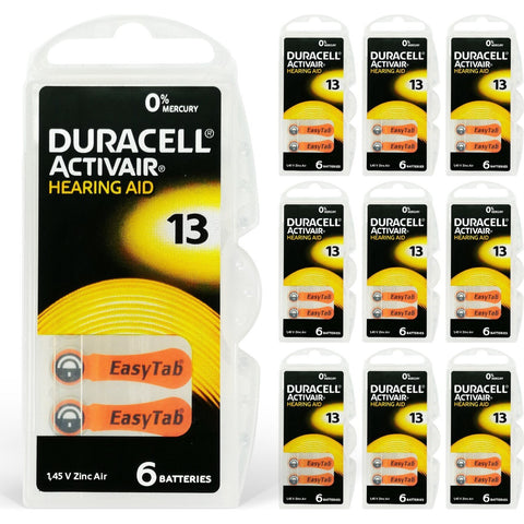 120x Duracell Activair Size 13 Hearing Aid Batteries Zinc Air Mercury Free