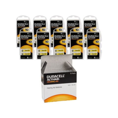 6x Duracell Activair Hearing Aid Batteries Size 10 Zinc Air 1.45V Mercury Free
