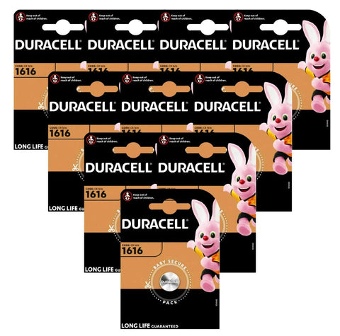 10x Duracell CR1616 3V Lithium Coin Cell Batteries DL1616 ECR1616