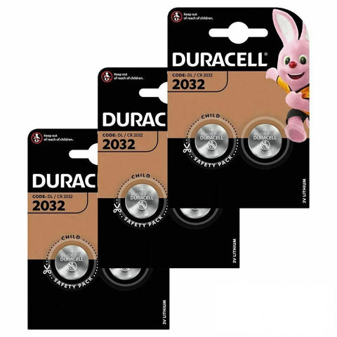 6x Duracell CR2032 3V Lithium Coin Cell Batteries DL2032 ECR2032