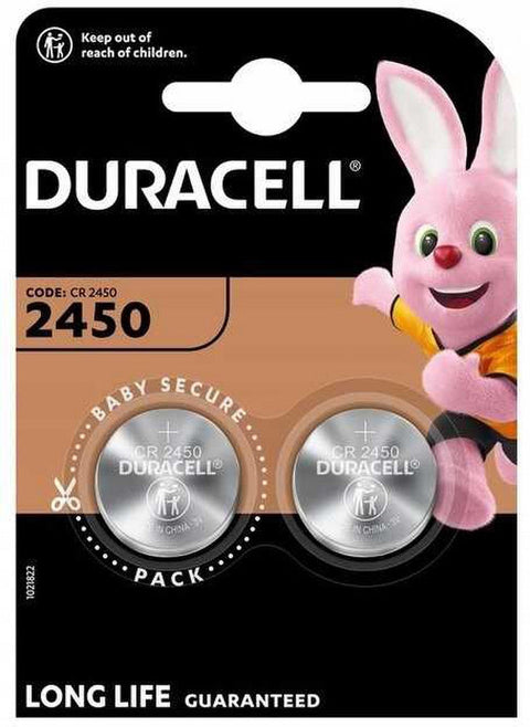 2x Duracell CR2450 3V Lithium Coin Cell Batteries DL2450 BR2450