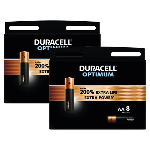 16x Duracell Optimum AA LR6 Alkaline Batteries MX1500 1.5V