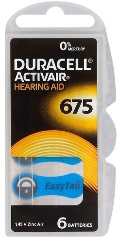 Duracell Activair 675 Hearing Aid Batteries Zinc Air PR44 DA675