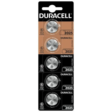 5x Duracell CR2025 3V Lithium Coin Cell Batteries 5 Pack