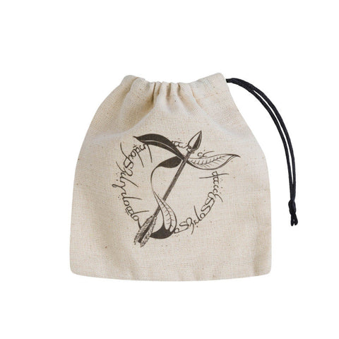 Elvish Dice Bag Beige Black Cotton Pouch for RPG D&D Q-Workshop